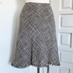 Kenneth Cole New York Brown Cream Tweed Skirt Wool Size 10